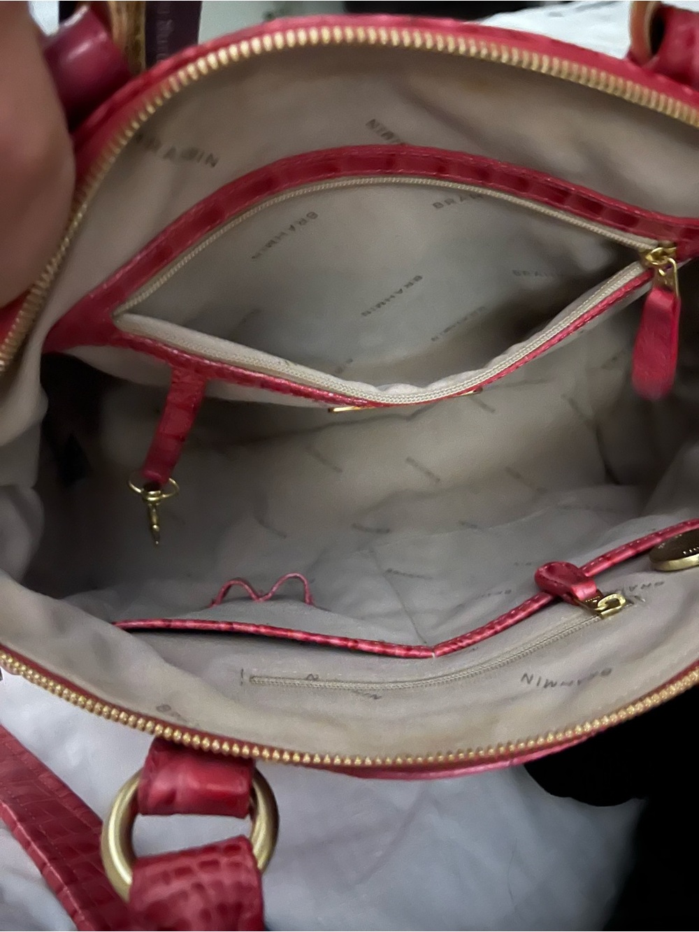 Brahmin Summer berry Melbourne Croc-Embossed Satchel with Detachable Strap - Picture 8 of 9